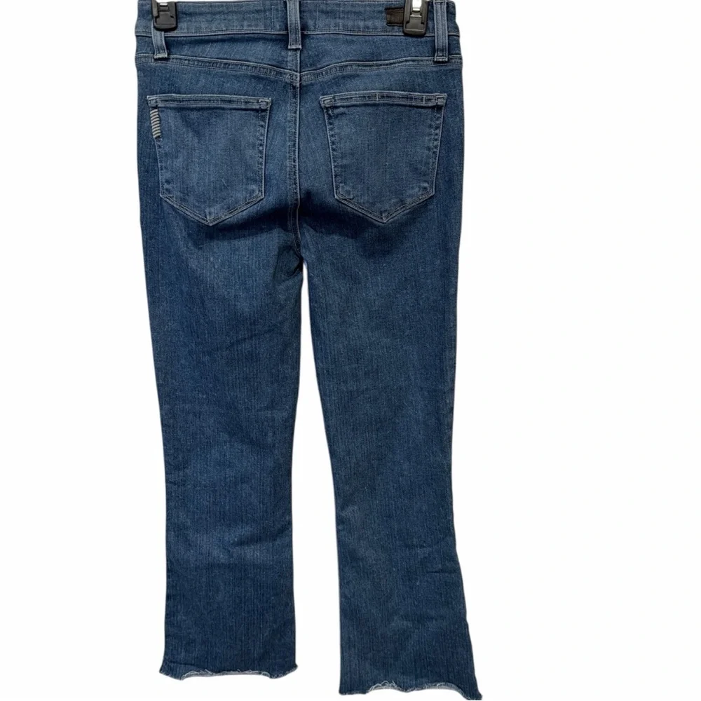 PAIGE Rory Crop Flare Jeans 26 Zaylee Wash High Rise Raw Hem Blue